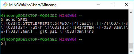 Bash PS1 in MinGW64
