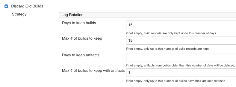 Discard old builds on Jenkins