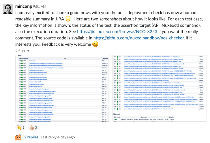 NOS Test Report in JIRA