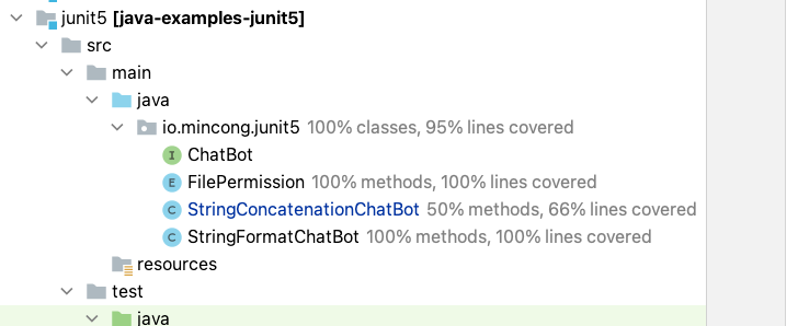 Coverage report at project view in IntelliJ IDEA