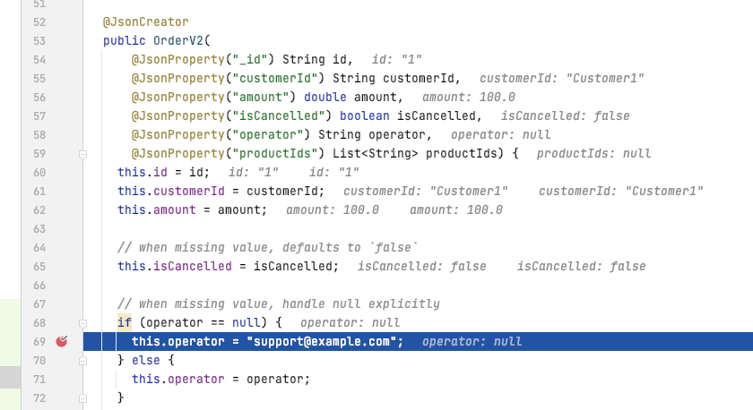 Handle null in constructor