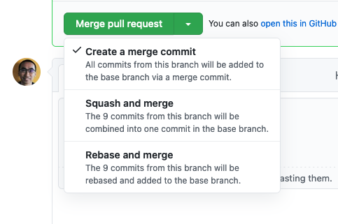 GitHub Merge Options